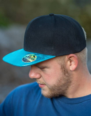 Bronx Glitter Flat Peak Snapback Cap, Black/Silver – Result Headwear (4)
