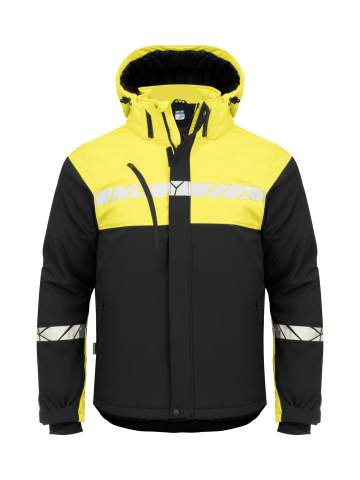7413 SOFTSHELL JACKET, PADDED 9910-VIZ, Black/Yellow - ProJob (1)