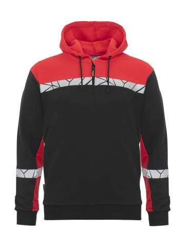 7104 HOODJACKET 1/2 ZIP 9910-VIZ, Black/Red - ProJob (1)