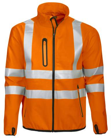 6412 SOFTSHELL JACKET EN ISO 20471 CLASS 3, Orange/Black – ProJob (1)