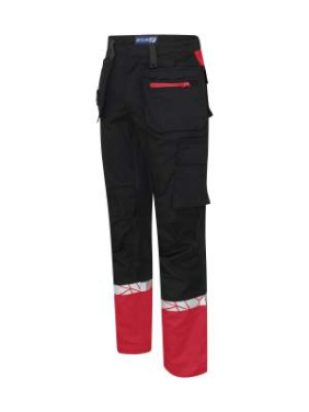 7509 WORKPANT (kneeprotector pockets + hp) 9910-VIZ, Black/Red - ProJob (4)