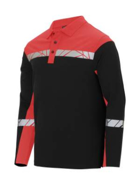 7004 PIQUE LONG SLEEVE 9910-VIZ, Black/Red - ProJob (3)