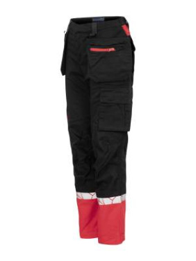 7513 WORKPANT WOMEN (kneeprotector pockets + hp) 9910-VIZ, Black/Red - ProJob (3)