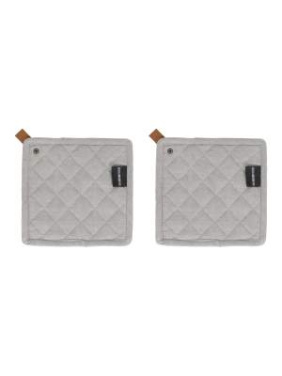 2-pack Pot Holders, Grey – Kosta Linnewäfveri (3)
