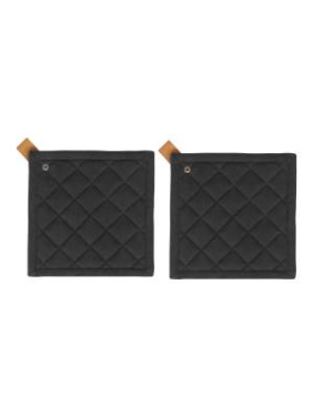 2-pack Pot Holders, Black – Kosta Linnewäfveri (3)