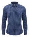 IB131 Pique Knit Shirt Women, Blue Print