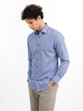 YB55 Jacquard Shirt Regular Fit Men, Mid Blue – J.Harvest & Frost (2)