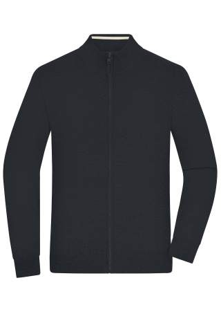 Men's Zip-Cardigan, black – James & Nicholson (1)