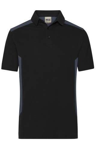Men's Workwear Polo - STRONG - GRS & OCS Blended, black/carbon – James & Nicholson (1)