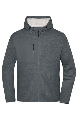 Workwear Knitted Fleece Jacket, metal-grey-melange/nature – James & Nicholson (1)