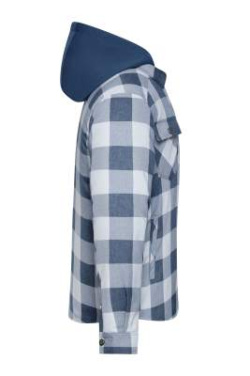 Workwear Check Shirt Jacket, deep-blue/foggy-grey – James & Nicholson (3)