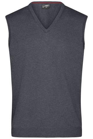 Men's V-Neck Pullunder, anthracite-melange – James & Nicholson (1)