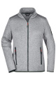 Ladies' Knitted Fleece Jacket, light-grey-melange/red