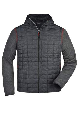 Men's Knitted Hybrid Jacket, grey-melange/anthracite-melange – James & Nicholson (1)
