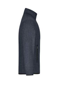 Men's Knitted Fleece Jacket, dark-grey-melange/silver – James & Nicholson (3)