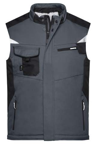 Craftsmen Softshell Vest – STRONG, carbon/black – James & Nicholson (1)