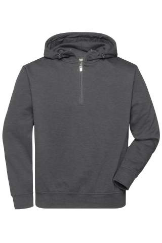 BIO Workwear Half-Zip Hoody OCS Blended, dark-melange – James & Nicholson (1)