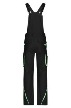 Workwear Pants with Bib, black/lime-green - James & Nicholson (4)