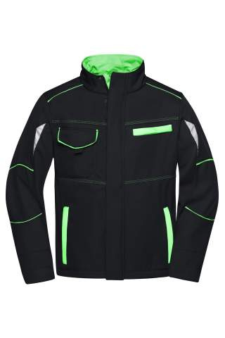 Workwear Softshell Jacket, black/lime-green - James & Nicholson (1)