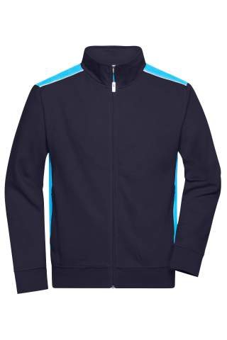 Workwear Sweat Jacket, navy/turquoise - James & Nicholson (1)
