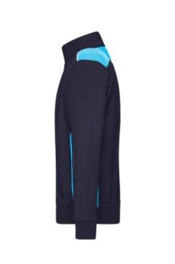Workwear Sweat Jacket, navy/turquoise - James & Nicholson (2)