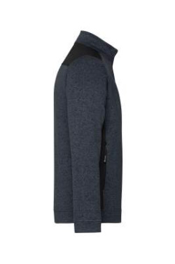 Men's Knitted Workwear Fleece Jacket – STRONG, carbon-melange/black - James & Nicholson (3)