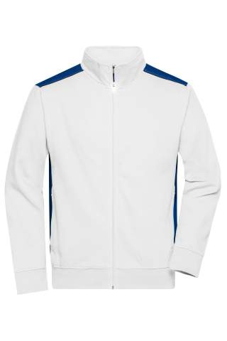 Workwear Sweat Jacket, white/royal - James & Nicholson (1)