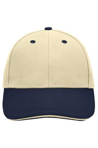 6 Panel cap with contrasting brim edge, beige/navy/beige - Myrtle Beach (1)