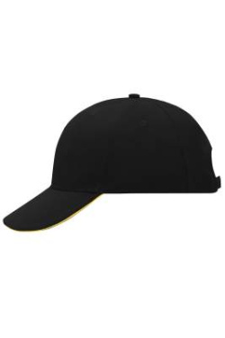 6 Panel cap with contrasting brim edge, black/yellow - Myrtle Beach (2)