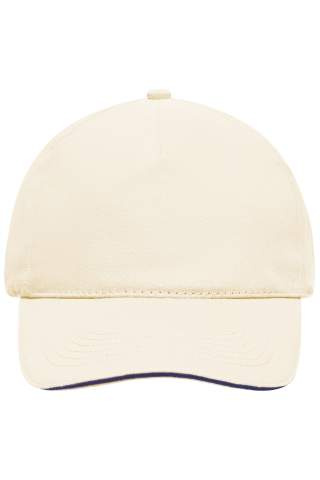5 Panel cap with contrasting brim edge, natural/navy - Myrtle Beach (1)