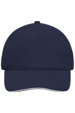 5 Panel cap with contrasting brim edge, navy/white