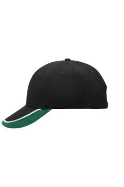 Half-Pipe cap with contrasting brim edge, black/white/dark-green - Myrtle Beach (2)