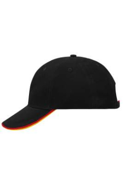 6 Panel Double cap with contrasting brim edge, black/red/gold-yellow - Myrtle Beach (2)