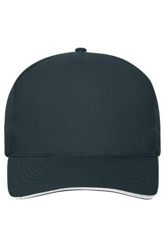 5 Panel cap with contrasting brim edge Organic Cotton, navy/white - Myrtle Beach (1)