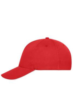 5 Panel cap with contrasting brim edge Organic Cotton, red/white - Myrtle Beach (2)