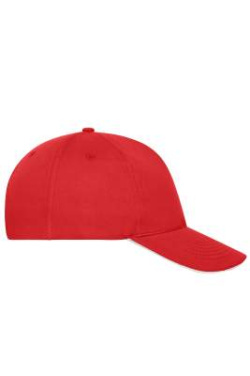 5 Panel cap with contrasting brim edge Organic Cotton, red/white - Myrtle Beach (3)