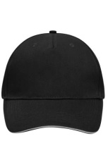 5 Panel cap with contrasting brim edge, black/light-grey