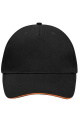 5 Panel cap with contrasting brim edge, black/orange