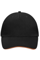 5 Panel cap with contrasting brim edge, black/orange