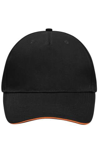 5 Panel cap with contrasting brim edge, black/orange - Myrtle Beach (1)
