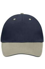 5 Panel cap with contrasting brim edge, navy/beige/navy