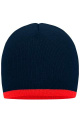 Beanie with Contrasting Border, navy/red