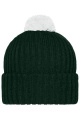 Knitted Cap with Pompon, dark-green/white