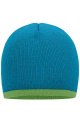 Beanie with Contrasting Border, turquoise/lime-green