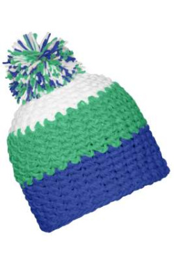 Crocheted Cap with Pompon, aqua/lime-green/white – Myrtle Beach (3)