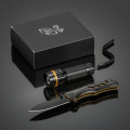 Titanium-coated Steel Optima Set: emergency knife & flashlight, yellow