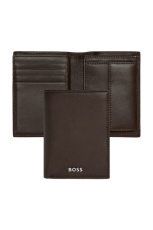 Card holder with flap and money pocket Classic Smooth Brown