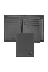 Card holder with flap and money pocket Double B Saffiano Grey