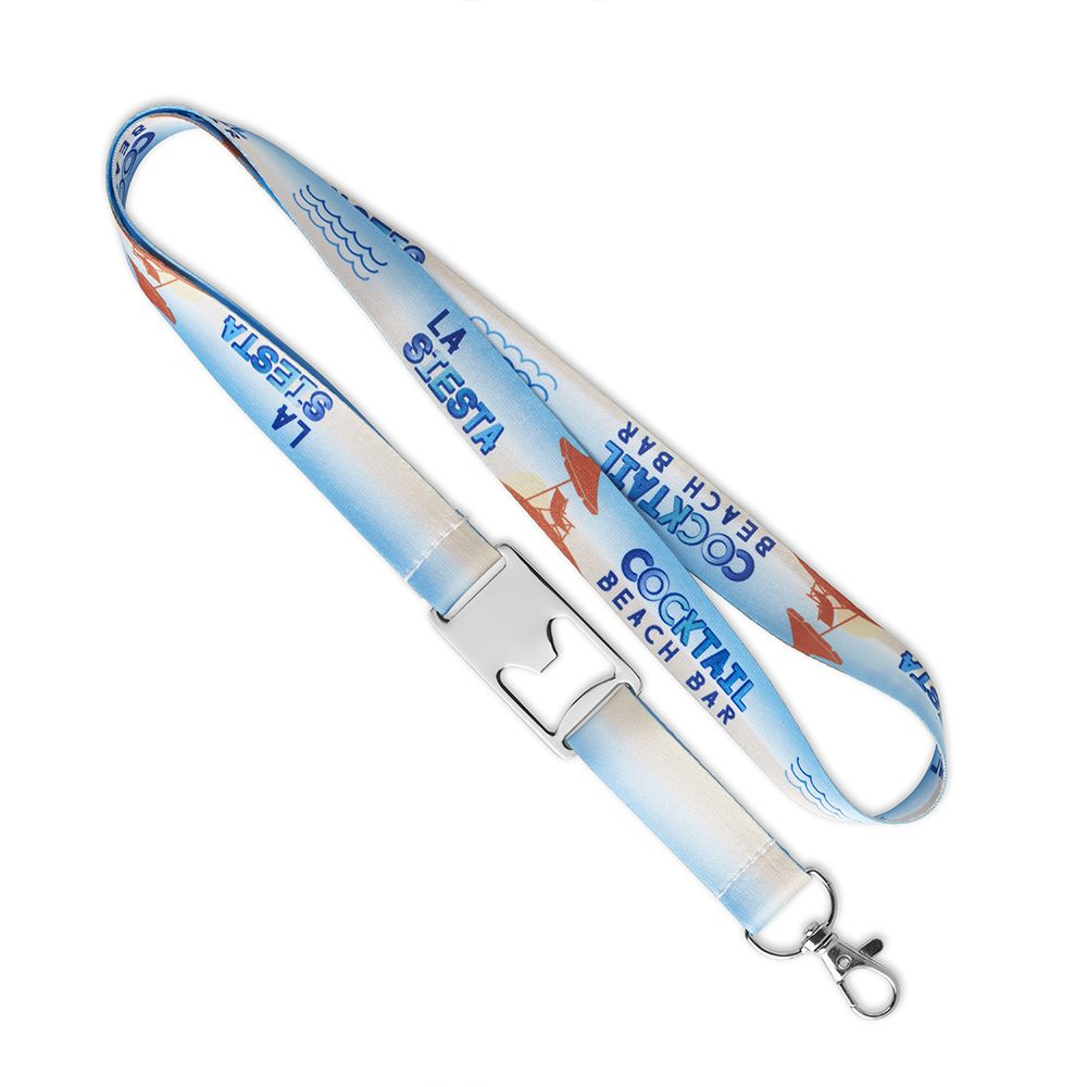 Polyester sublimation lanyard with bottle opener., product image