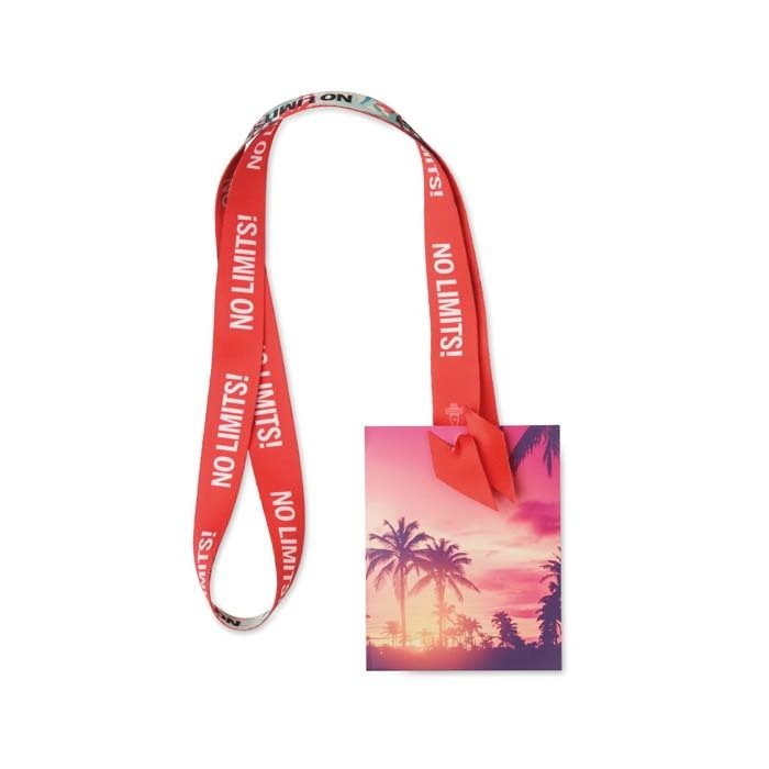 rPET sublimation badge holder lanyard which does not require metal hooks (patented construction)., product image